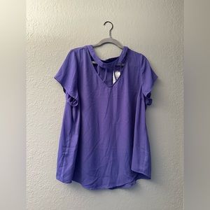 NWT Torrid georgette cage blouse, purple, size 2